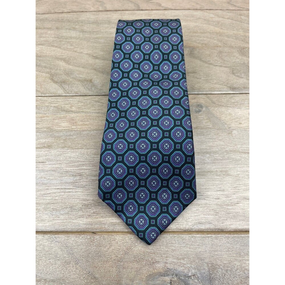Royal Knight Men's Tie Purple Blue Geometric 100% Silk